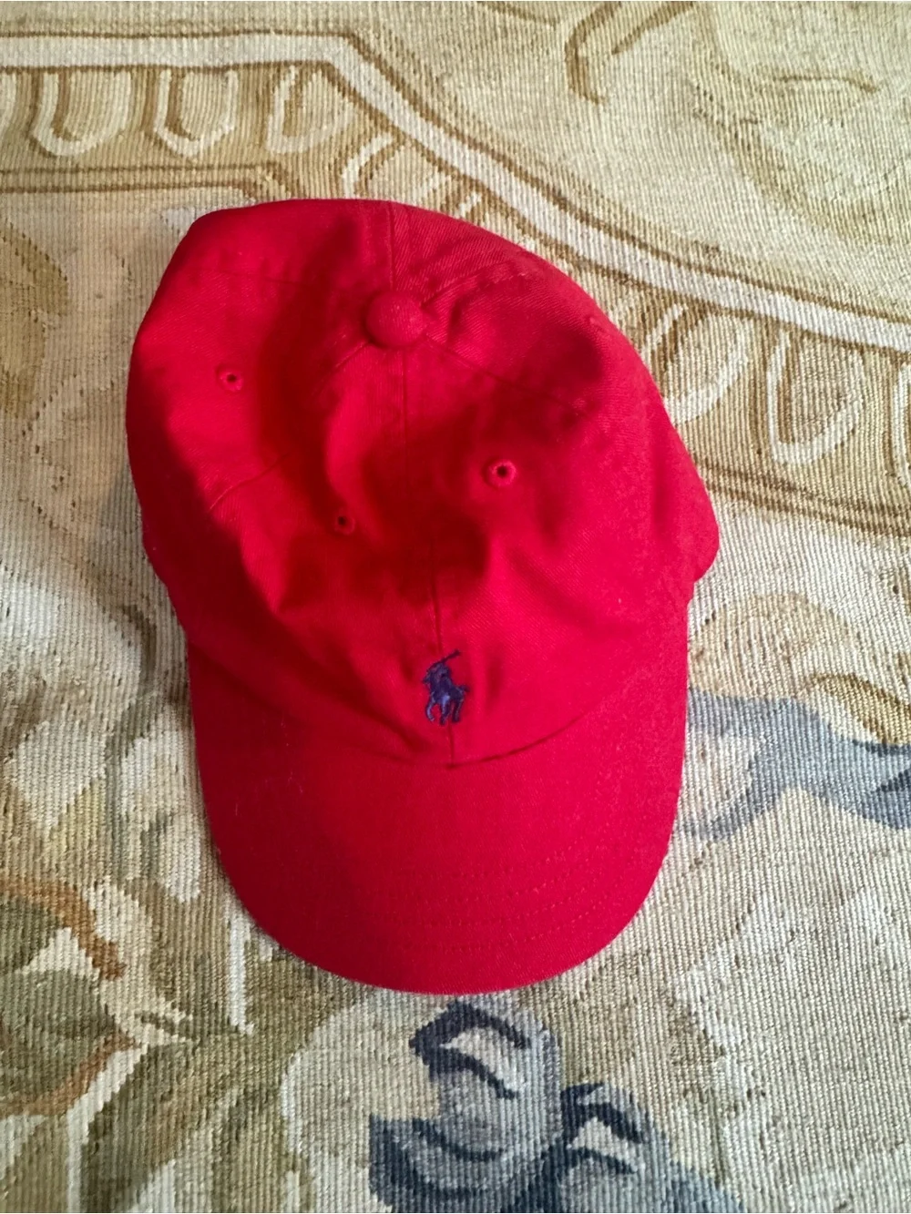 Polo by Ralph Lauren Red Kids Baseball Cap with Navy Pony